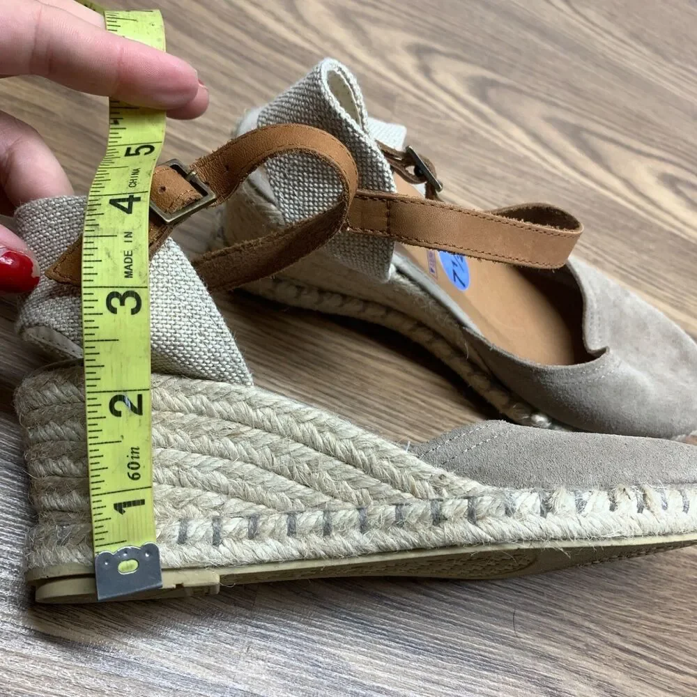Verbenas‎ Womens Wedge Sandals Size 7.5 Beige Espadrille Ankle Strap